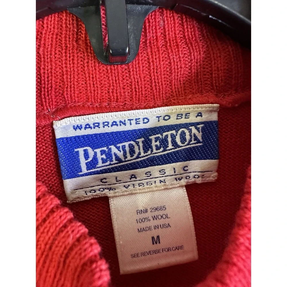 Vintage Pendleton Sweater Womens Size Medium Red Crewneck Pullover Wool USA 90s - Picture 4 of 12